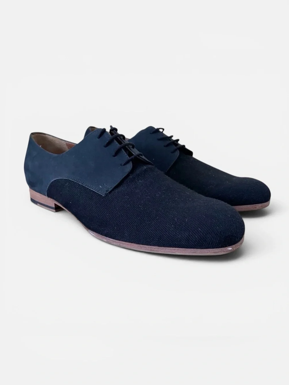 Rachel Comey Mens Uncle Dan Oxford Shoe Sz 10.5 Navy Blue Leather Twill Loafer